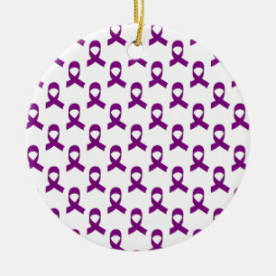 Purple Ribbon Pattern Ceramic Ornament