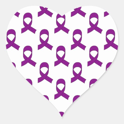 Purple Ribbon Pattern Heart Sticker