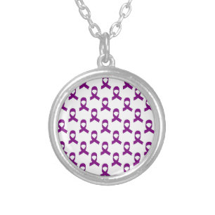 Purple Ribbon Pattern Silver Plated Necklace