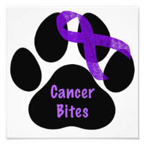 Purple Ribbon Paw Print Pancreatic Cancer Poster