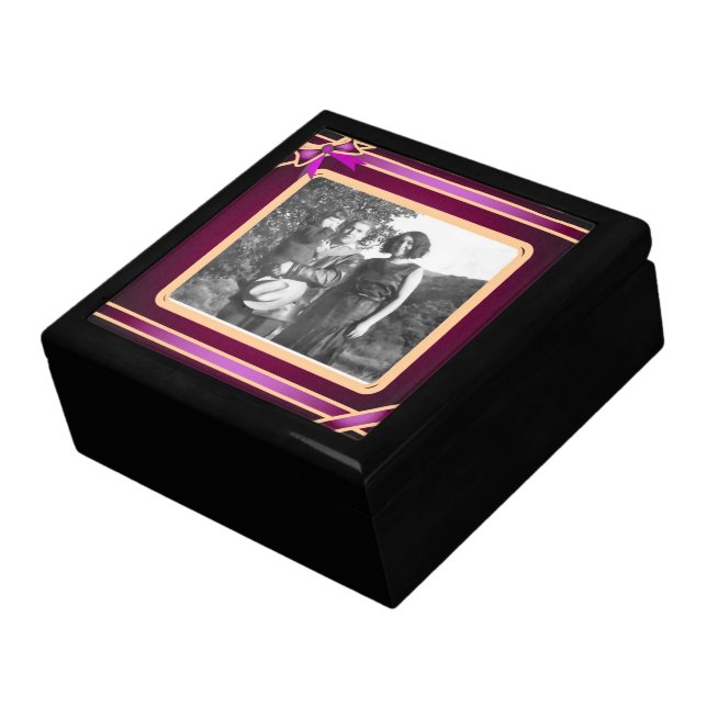 Purple Ribbon Photo Template Gift Box (Side)