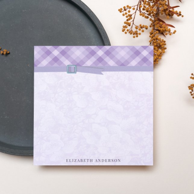 Purple ribbon plaid with name notepad (Creator Uploaded)