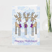 Purple Ribbon Reindeer - Alzheimer's Disease Holiday Card