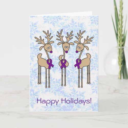 Purple Ribbon Reindeer _ Alzheimers Disease Holiday Card