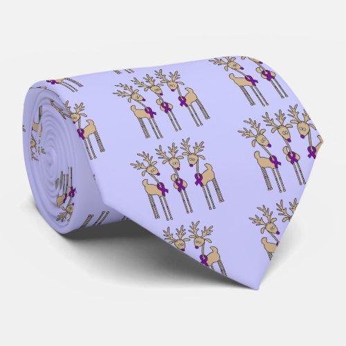 Purple Ribbon Reindeer _ Alzheimers Disease Neck Tie