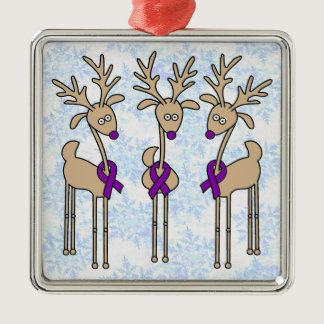 Purple Ribbon Reindeer (Crohn's & Colitis) Metal Ornament