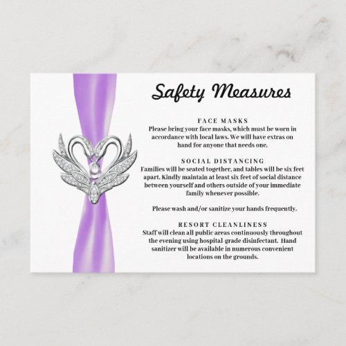 Purple Ribbon Silver Swans Safety Measures Enclosure Card