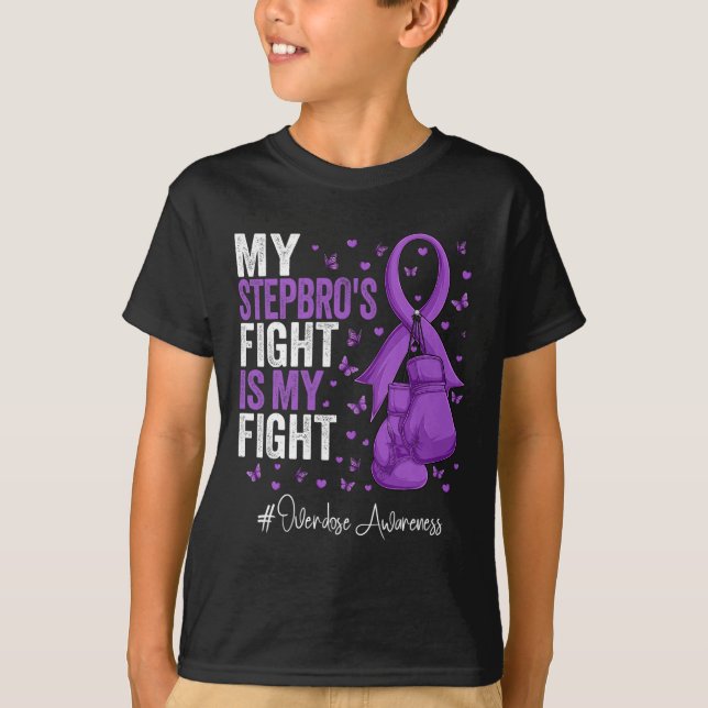 Purple Ribbon Stepbrother Overdose Awareness  T-Shirt (Front)