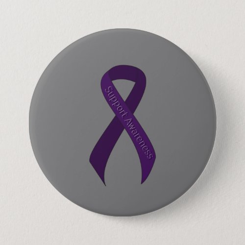 Purple Ribbon Support Awareness Pinback Button