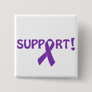 Purple Ribbon Support! Pinback Button