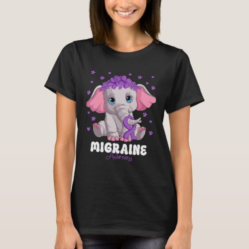 Purple Ribbon Survivor Warrior Migraine Awareness  T_Shirt