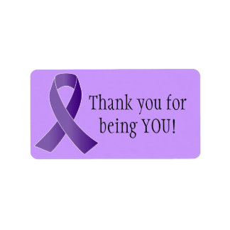 Purple Ribbon THANK YOU labels