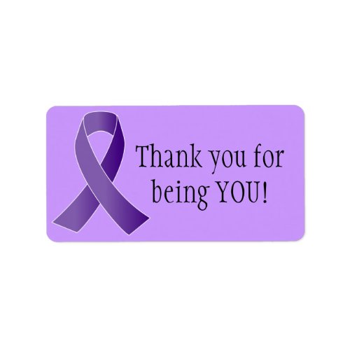 Purple Ribbon THANK YOU labels