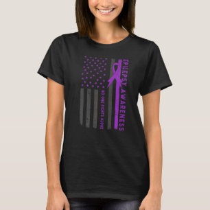 Purple Ribbon US Flag Epileptic Epilepsy Awareness T-Shirt