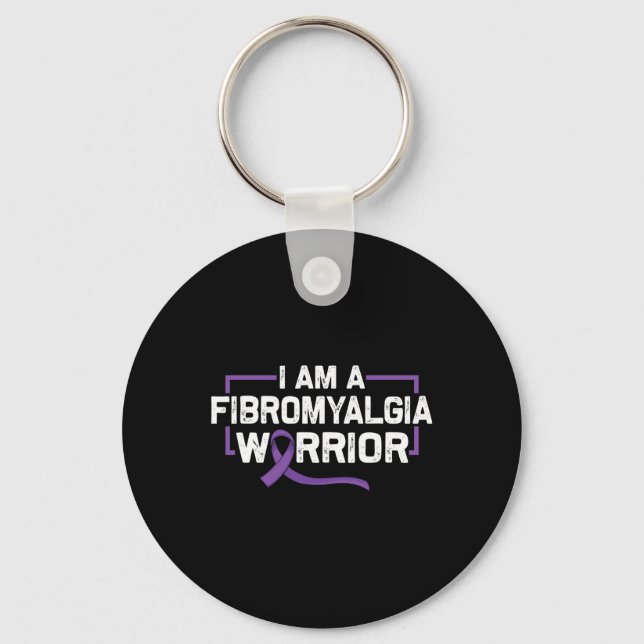 Purple Ribbon Warrior Of Fibromyalgia Awareness  Keychain (Front)
