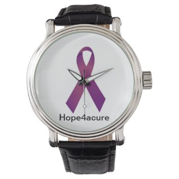 Purple Ribbon Watch Cystic Fibrosis Lupus Fibro by RibbonJewelsBoutique at Zazzle