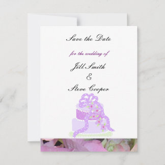 Purple Ribbon Wedding Cake Save the Date