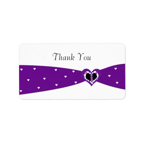 Purple Ribbon Wedding Thank You Label