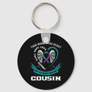 Purple Ribbon Wings Suicide Awareness Prevention C Keychain