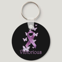 Purple Ribbon with Butterfly Victorious Keychain