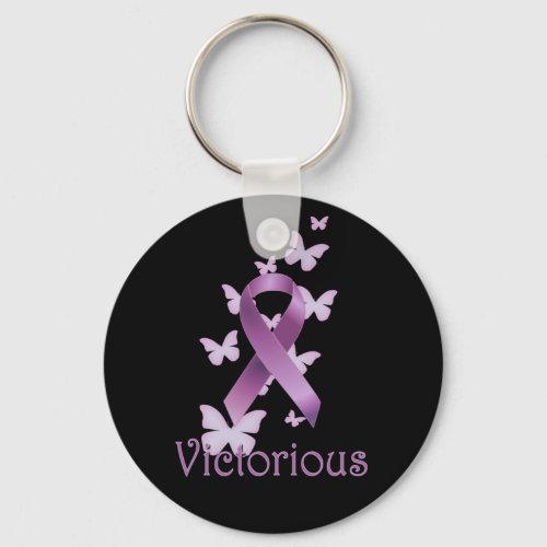 Purple Ribbon with Butterfly Victorious Keychain