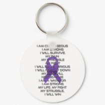 Purple Ribbon with "My Struggle" Poem Keychain