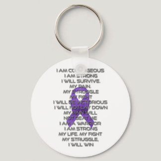 Purple Ribbon with "My Struggle" Poem Keychain