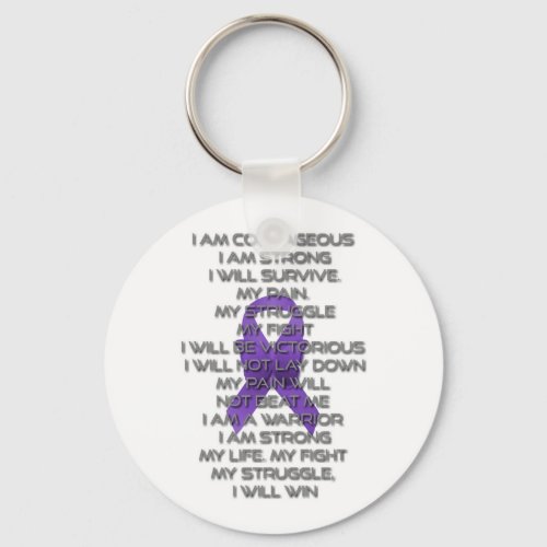 Purple Ribbon with My Struggle Poem Keychain
