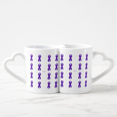 Purple Ribbons Coffee Mug Set