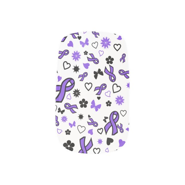 Purple Ribbons/Multi Minx Nail Art (Left Thumb)