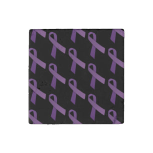 Purple Ribbons Tiled Pattern Stone Magnet