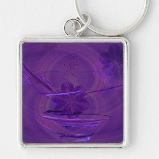 Purple Rice Bowl Abstract Art Keychain