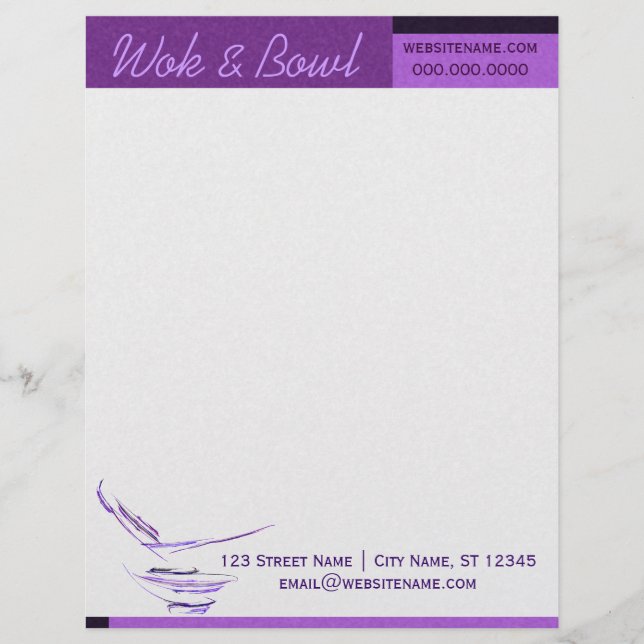 Purple Rice Bowl Abstract Art Letterhead (Front)