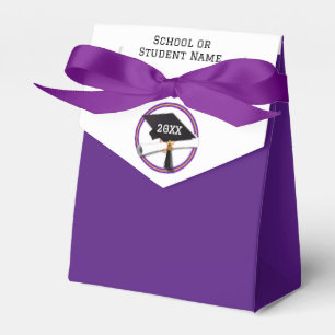 Purple Ring on Grad Cap Graduation Favor Boxes