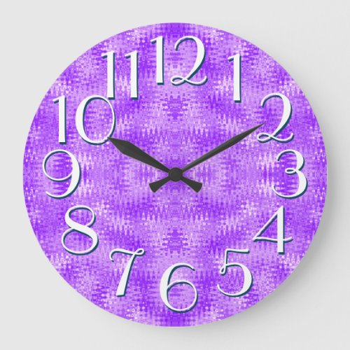 Purple Ripple Pattern Elegant Oversize Numbers Large Clock