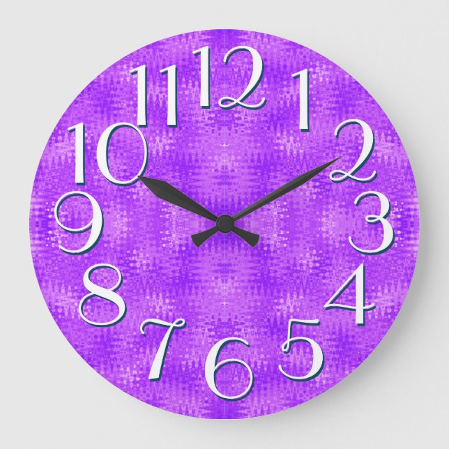 Purple Ripple Pattern Elegant Oversize Numbers Large Clock (Front)