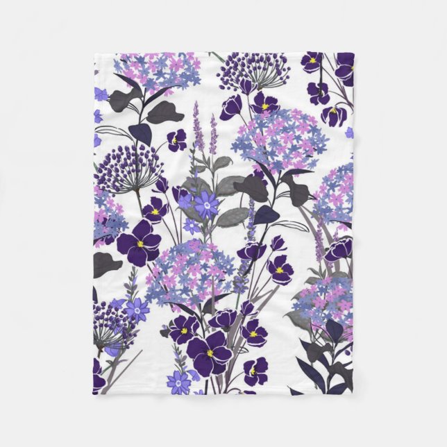 PURPLE RLOWERS FLEECE BLANKET (Front)