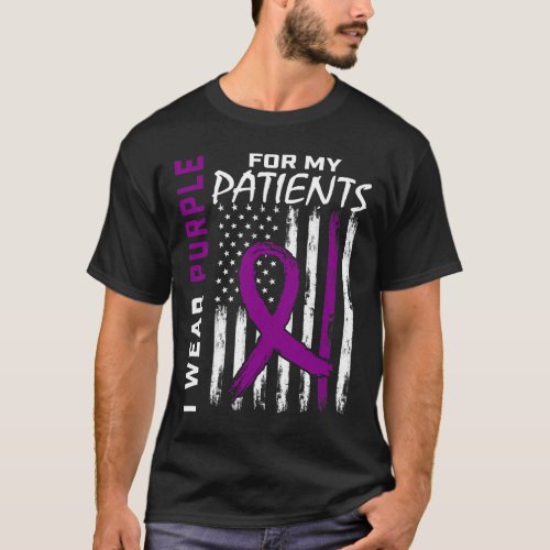 Purple RN Oncologist Nurse Pancreatic Cancer Aware T_Shirt