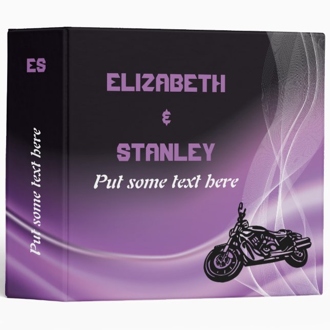 Purple road biker wedding planner binder (Front/Spine)