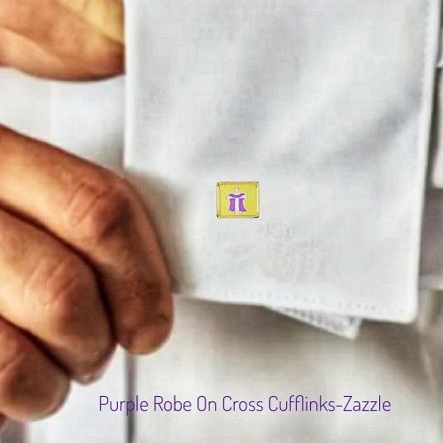 Purple Robe On Cross Cufflinks