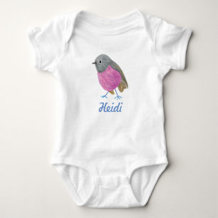 Purple Robin Bird Baby Bodysuit