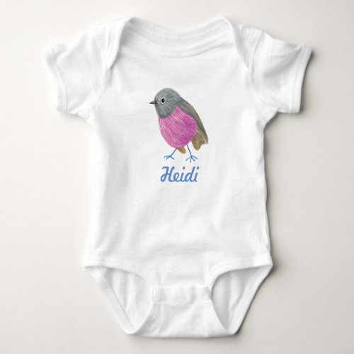 Purple Robin Bird Baby Bodysuit