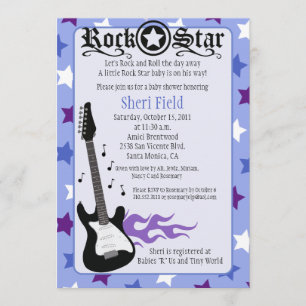 PURPLE ROCK STAR 5X7 BABY SHOWER - Rosemary Invitation
