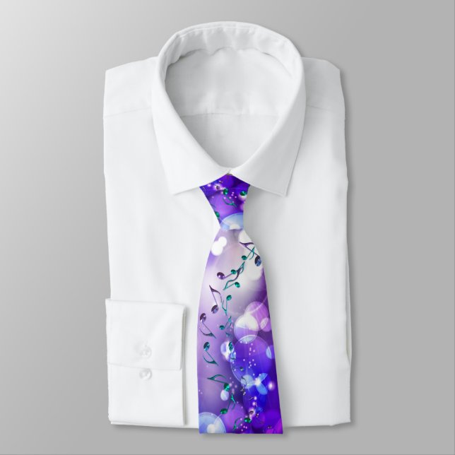 Purple Rock Star Fantasy Lights Music Notes Tie (Tied)