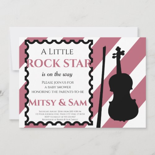 Purple Rock Star Rock a Bye Baby Shower Invitation