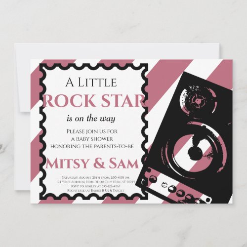 Purple Rock Star Rock a Bye Baby Shower Invitation