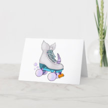 Purple Roller Skate Narwhal Birthda Greeting Card