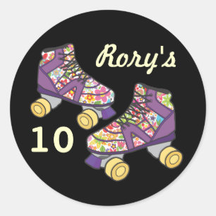 Purple Roller Skate Roller Skating Party Sticker