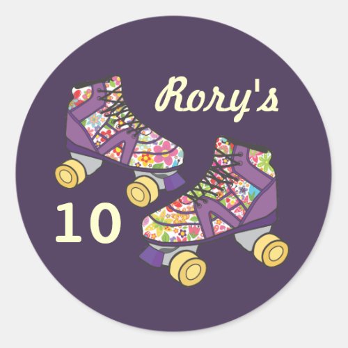 Purple Roller Skate Roller Skating Party Sticker