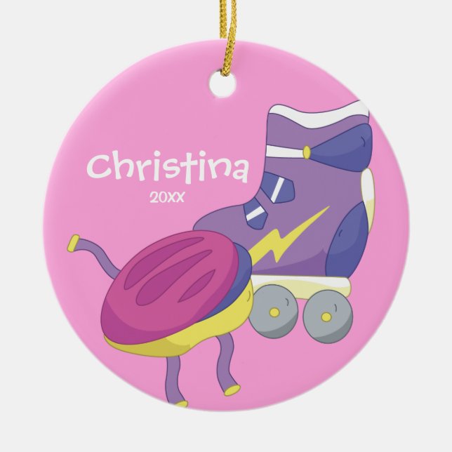 Purple Roller Skate Sport Christmas Ornament (Front)